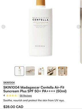 SKIN1004 | NEW IN BOX | Madagascar Centella Air-Fit Suncream Plus 50ML